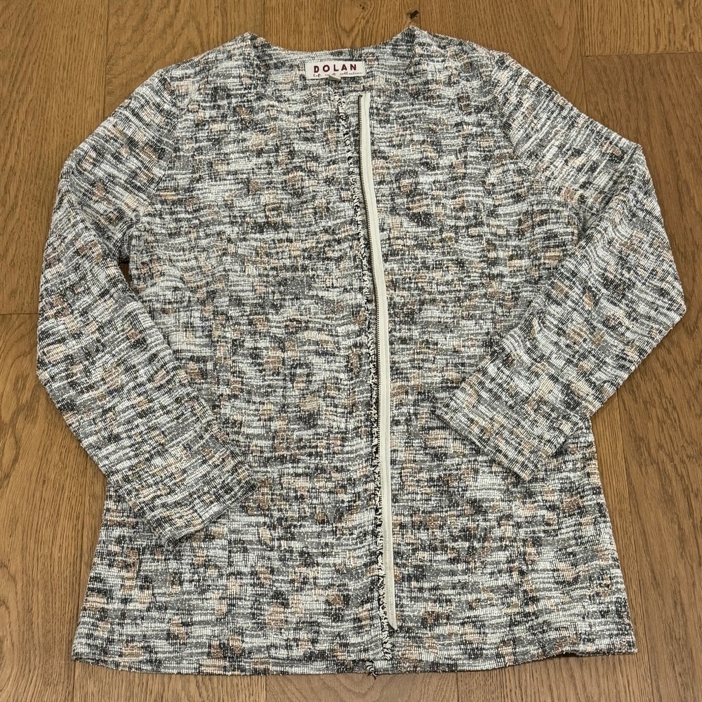 EUC Anthropologie DOLAN Zip-Up Tweed Cardigan - Ladies Size L